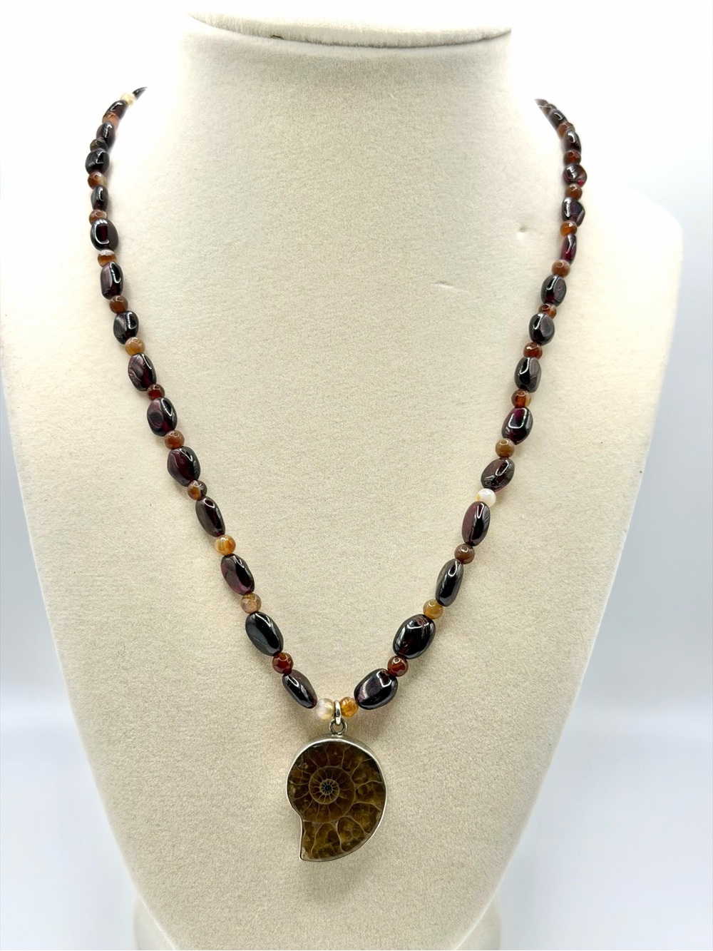 Ammonite Fossil 925 Sterling Silver Pendant Gemstone Necklace 18” B019